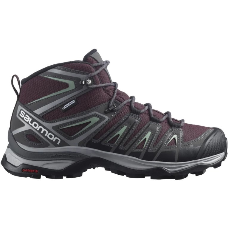 Burgundy / Dark Grey Salomon X Ultra Pioneer Mid CSWP Women\'s Hiking Boots | IE VO9375